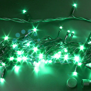 Гирлянда Нить 10 м, 24В, флэш, ЗЕЛЕНЫЙ, черный провод