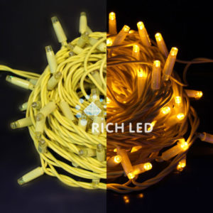 Гирлянда Нить 10 м, 24В, ЖЕЛТЫЙ, желтая резина