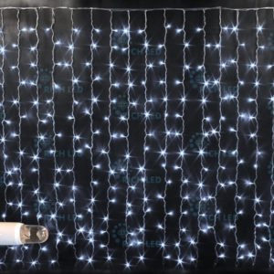 Гирлянда Занавес 2х1.5 м облегченный, флэш, БЕЛЫЙ, прозрачный провод