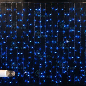 Гирлянда Занавес 2х1.5 м облегченный, флэш, СИНИЙ, прозрачный провод