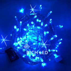 Гирлянда Нить 10 м, 24В, колпачок, СИНИЙ, прозрачный провод