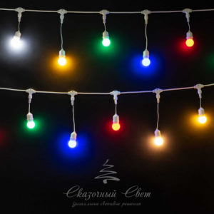 Комплект гирлянд для елки Unibelt Cafe 5 метров, шаг 25 см, белый провод