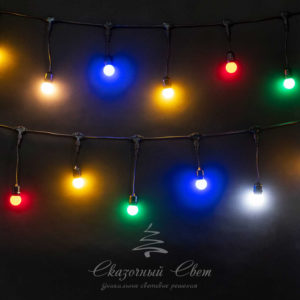 Комплект гирлянд Unibelt Cafe 5 метров, шаг 25 см, черный провод, светильник, уличный