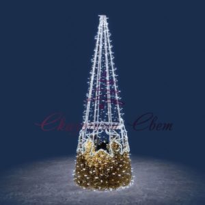 Светящаяся Конус-елка со звездами