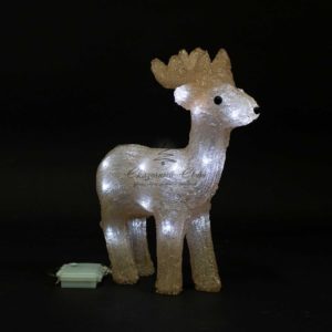 Светодиодный Олень на Батарейках 34см Белый, 24 LED, IP54