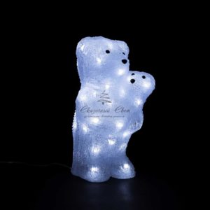 Светодиодный Мишка с Медвежонком 30см Белый 24В, 40 LED, IP54