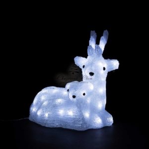 Светодиодный Олень с Олененком 34см Белый 24В, 60 LED, IP54