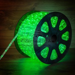 Дюралайт LED, постоянное свечение (2W) — зеленый Эконом 24 LED/м , бухта 100м