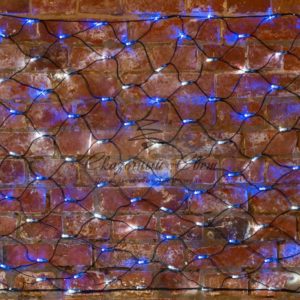 Гирлянда «Сеть» 2х0,7м, черный ПВХ, 176 LED Белые/Синие