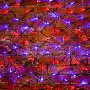 Гирлянда «Сеть» 2х0,7м, черный ПВХ, 176 LED Красные/Синие