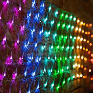 Гирлянда «Сеть» 3х0,5м,  прозрачный ПВХ,  140 LED Мультиколор (10 цветов)