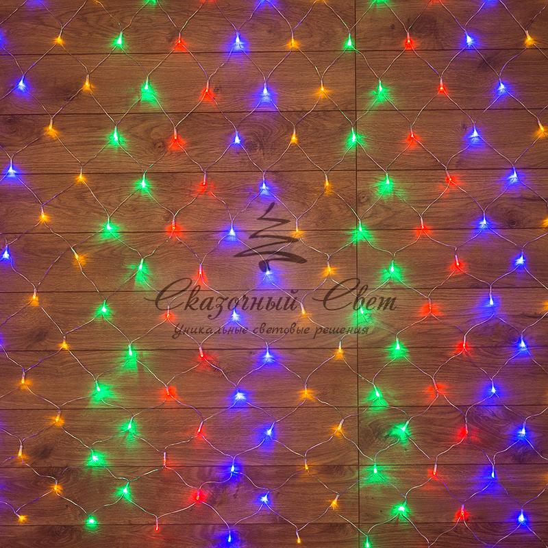 Гирлянда «Сеть» 1,5х1,5 м, прозрачный ПВХ, 96 LED мультиколор