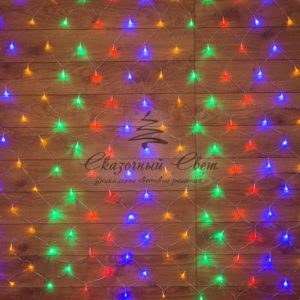 Гирлянда «Сеть» 1х1,5м, прозрачный ПВХ, 96 LED Мультиколор