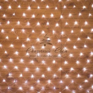 Гирлянда «Сеть» 1,8х1,5м, прозрачный ПВХ, 180 LED Белые