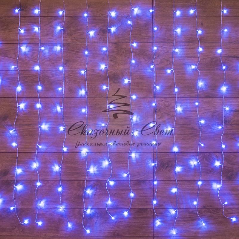 Гирлянда "Светодиодный Дождь" 1,5х1,5м, свечение с динамикой, прозрачный провод, 230 В, диоды СИНИЕ