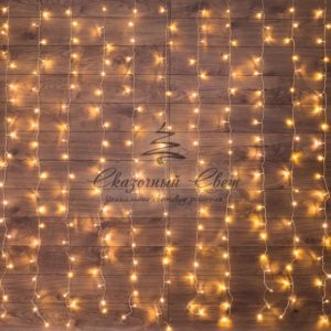 Гирлянда светодиодная «Дождь» 1.5х1.5 м,  прозрачный ПВХ,  240 LED с контроллером,  теплое белое свечение NEON-NIGHT