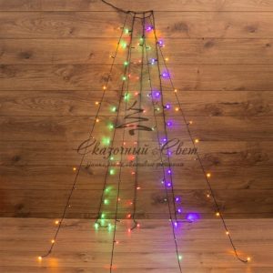 Елочная гирлянда с кольцом,  7 нитей по 1,5 метра,  цвет диодов мультиколор,  не соединяется