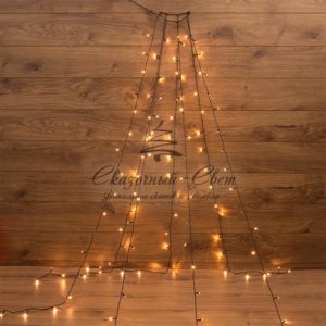 Елочная гирлянда с кольцом,  7 нитей по 1,8 метра,  цвет диодов теплый белый,  не соединяется