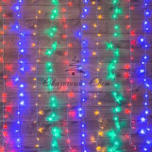 Гирлянда «Светодиодный Дождь» 3х2 м,  свечение с динамикой,  прозрачный провод,  230 В,  диоды мультиколор