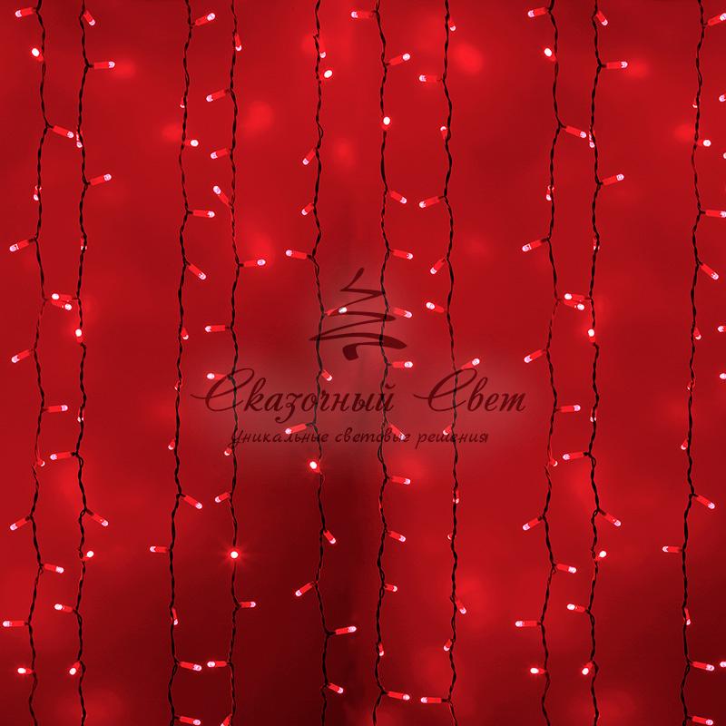 Гирлянда "Светодиодный Дождь" 2х1,5м, постоянное свечение, белый провод, 230 В, диоды КРАСНЫЕ