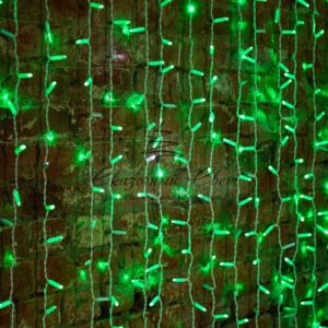 Гирлянда «Светодиодный Дождь» 2х1,5м, постоянное свечение, белый провод, 230 В, диоды ЗЕЛЁНЫЕ