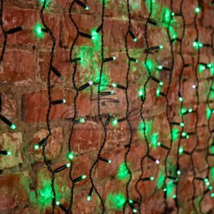 Гирлянда «Светодиодный Дождь» 2х1,5м,  постоянное свечение,  черный провод,  230 В,  диоды ЗЕЛЁНЫЕ