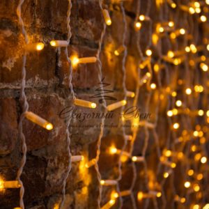 Гирлянда «Светодиодный Дождь» 2х3 м,  постоянное свечение,  белый провод,  230 В,  диоды ЖЁЛТЫЕ