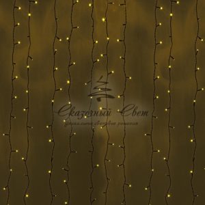 Гирлянда «Светодиодный Дождь» 2х3м,  постоянное свечение,  черный провод,  230 В,  диоды ЖЁЛТЫЕ