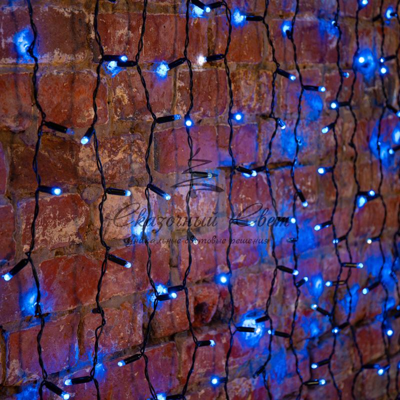 Гирлянда «Светодиодный дождь» 2х3 м, постоянное свечение, черный провод, 230 В, диоды синие, 760 LED