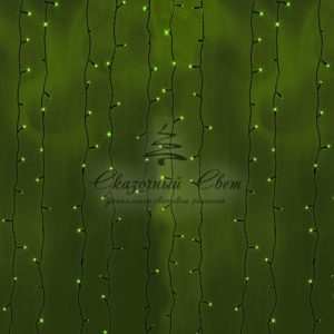 Гирлянда «Светодиодный Дождь» 2х3м,  постоянное свечение,  черный провод,  230 В,  диоды ЗЕЛЁНЫЕ