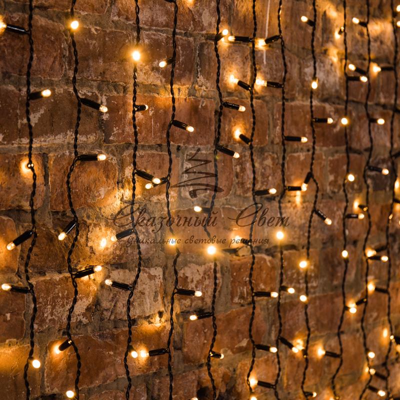 Гирлянда "Светодиодный Дождь" 2х3м, постоянное свечение, черный провод, 230 В, диоды ТЕПЛЫЙ БЕЛЫЙ