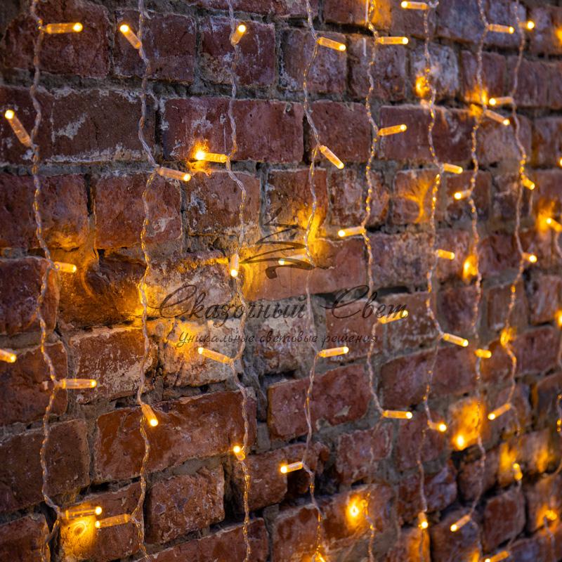 Гирлянда "Светодиодный Дождь" 2х3м, постоянное свечение, прозрачный провод, 230 В, диоды ЖЁЛТЫЕ