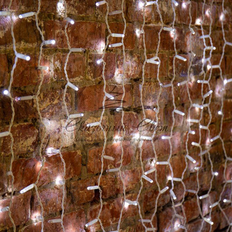 Гирлянда "Светодиодный Дождь" 2х1,5м, эффект мерцания, белый провод, 230 В, диоды БЕЛЫЕ