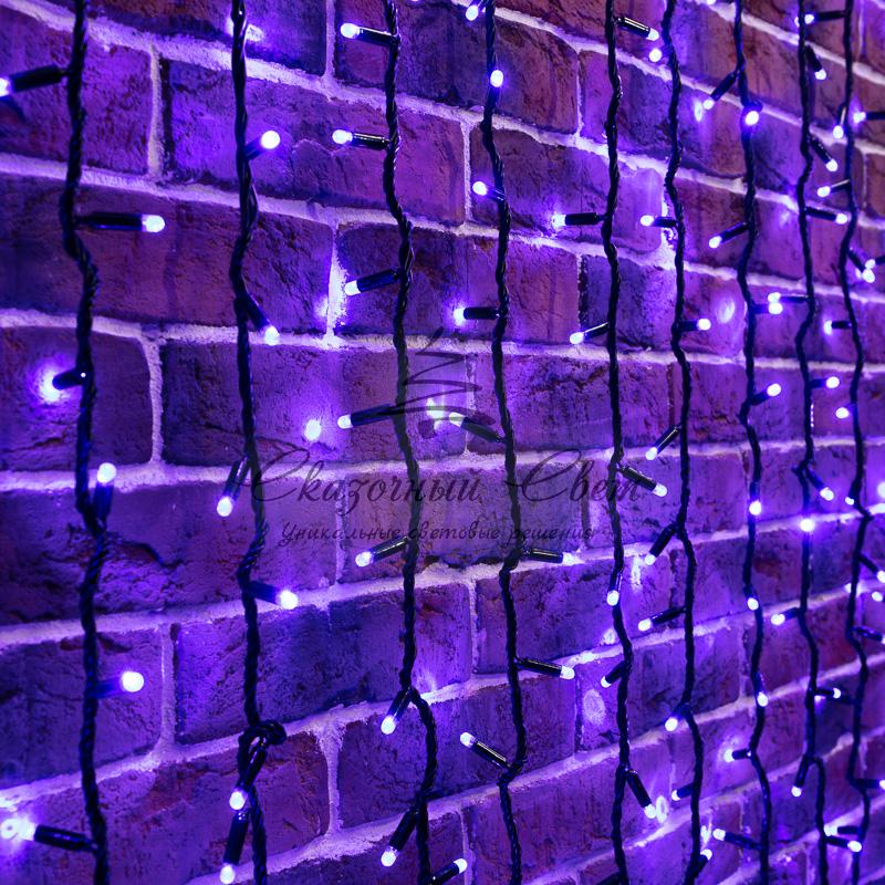 Гирлянда "Светодиодный Дождь" 2х6м, эффект водопада, черный провод, 230 В, диоды СИНИЕ