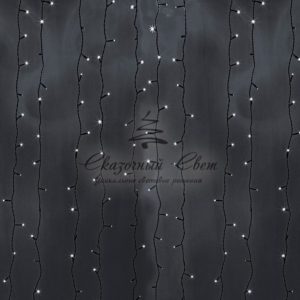 Гирлянда «Светодиодный Дождь» 2х9м, эффект водопада, черный провод, 230 В, диоды БЕЛЫЕ