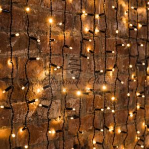 Гирлянда светодиодная «Дождь» 2×0,8 м,  черный провод,  230 В,  диоды ТЕПЛЫЙ БЕЛЫЙ