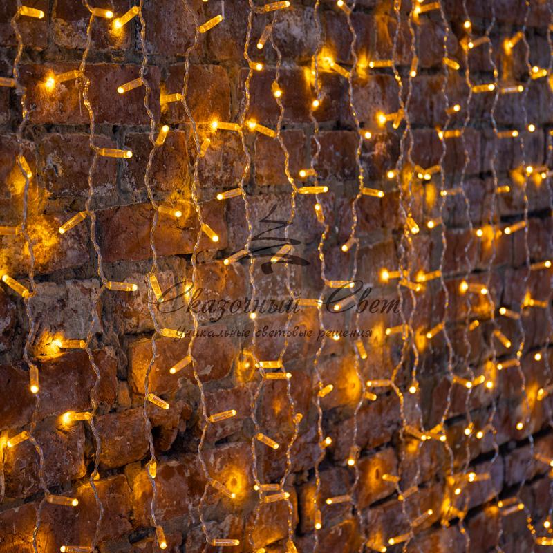 Гирлянда "Светодиодный Дождь" 2х1,5м, постоянное свечение, прозрачный провод, 230 В, диоды ЖЁЛТЫЕ