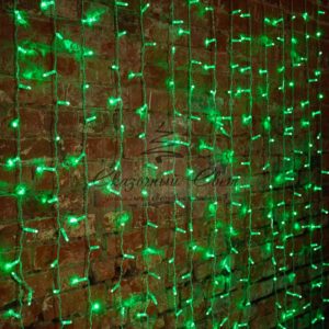 Гирлянда «Светодиодный Дождь» 2х1,5м,  постоянное свечение,  прозрачный провод,  230 В,  диоды ЗЕЛЁНЫЕ