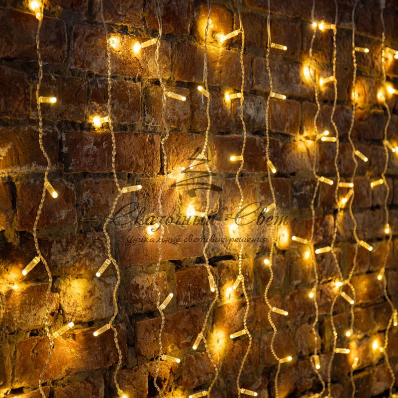 Гирлянда "Светодиодный Дождь" 2х1,5м, постоянное свечение, прозрачный провод, 230 В, диоды ТЕПЛЫЙ БЕЛЫЙ