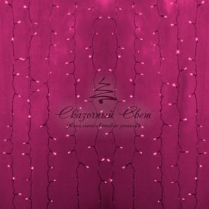 Гирлянда «Светодиодный Дождь» 2х1,5м,  постоянное свечение,  прозрачный провод,  230 В,  диоды РОЗОВЫЕ