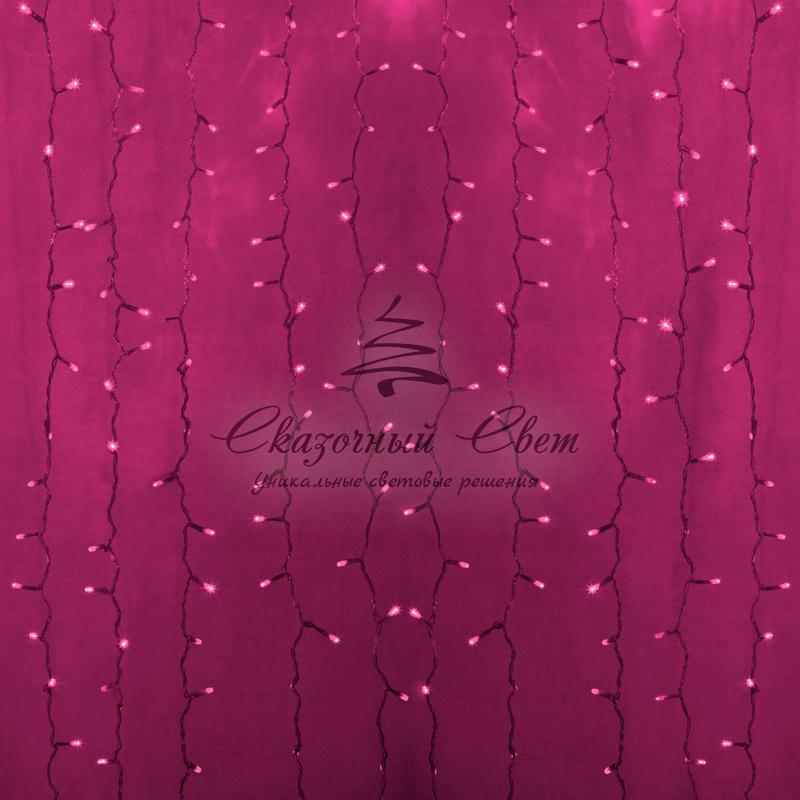 Гирлянда "Светодиодный Дождь" 2х1,5м, постоянное свечение, прозрачный провод, 230 В, диоды РОЗОВЫЕ