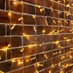 Гирлянда светодиодная «Дождь» 2х6 м,  эффект мерцания,  прозрачный провод,  230 В,  диоды теплый белый,  768 LED (партия 2020 — 768 LED)