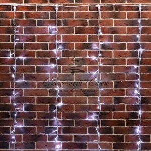 Гирлянда «Светодиодный Дождь» 2х3м, эффект водопада, прозрачный провод, 24В, диоды БЕЛЫЕ