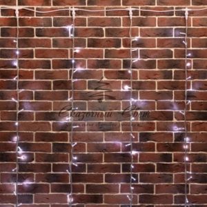 Гирлянда «Светодиодный Дождь» 2х6м, эффект водопада, прозрачный провод, 24В, диоды БЕЛЫЕ