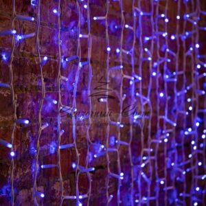 Гирлянда «Светодиодный Дождь» 2х1,5м, постоянное свечение, белый провод «КАУЧУК», 230 В, диоды СИНИЕ