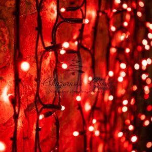 Гирлянда «Светодиодный Дождь» 2х1,5м,  постоянное свечение,  черный провод «КАУЧУК»,  230 В,  диоды КРАСНЫЕ