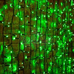 Гирлянда «Светодиодный Дождь» 2х1,5м,  постоянное свечение,  черный провод «КАУЧУК»,  230 В,  диоды ЗЕЛЕНЫЕ