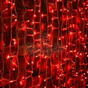 Гирлянда «Светодиодный Дождь» 2х3м,  постоянное свечение,  белый провод «КАУЧУК»,  230 В,  диоды КРАСНЫЕ