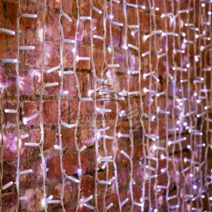 Гирлянда «Светодиодный Дождь» 2х3м,  постоянное свечение,  белый провод «КАУЧУК»,  230 В,  диоды БЕЛЫЕ