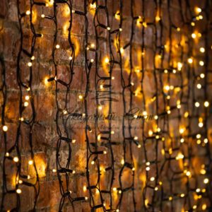 Гирлянда «Светодиодный Дождь» 2х3м,  постоянное свечение,  черный провод «КАУЧУК»,  230 В,  диоды ТЕПЛЫЙ БЕЛЫЙ